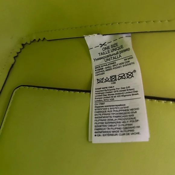 Banana Republic Leather Large East-West Tote in taupe with a lime interior - Picture 8 of 11